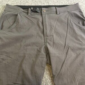 Prana Pants Mens XL 36x30 Gray Straight Stretch Zion Pant Hiking Roll Up Snap